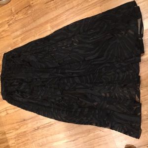 Black maxi sheer with black silk appliqué skirt